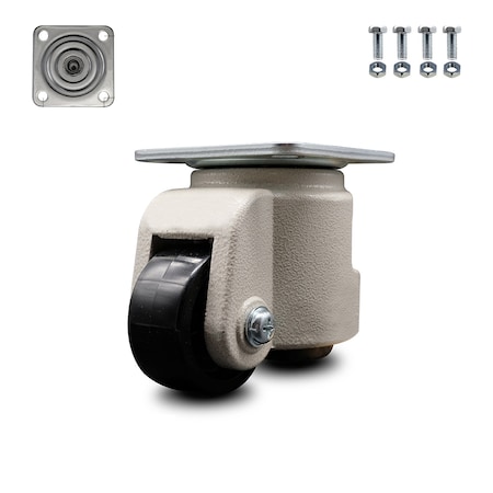 Service Caster Nylon Swivel TP Light Duty Floor Leveling Caster w/2.44" Diameter Black Wheel SCC-TPLV30S60-NYR-660-DC